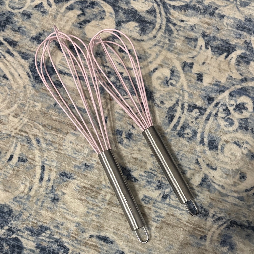 Pair of Pink Wire Whisks with Silver Handles